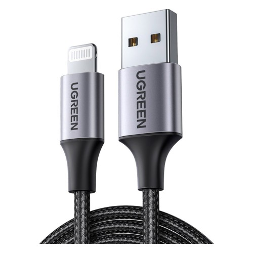 Дата кабель USB 2.0 AM to Lightning 2.0m US199 2.4A Black Ugreen (60158)