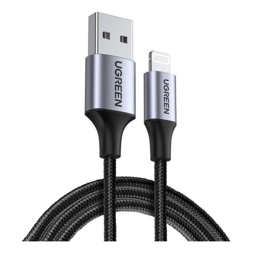 Дата кабель USB 2.0 AM to Lightning 2.0m US199 2.4A Black Ugreen (60158)