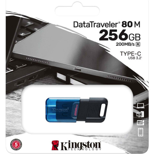 USB флеш накопичувач Kingston 256 GB DataTraveler 80 M USB-C 3.2 (DT80M/256GB)