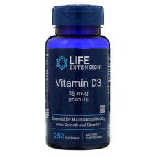 Вітамін Life Extension Вітамін D3, Vitamin D3, 25 мкг (10000 МE), 250 гелевих капсу (LEX-17512)