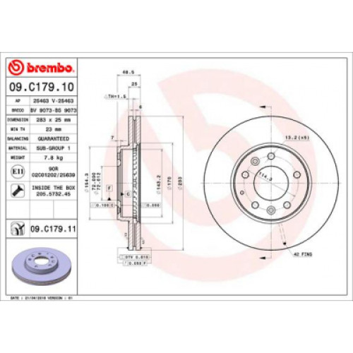 Гальмівний диск Brembo 09.C179.11