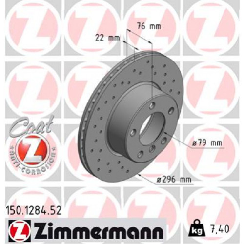 Гальмівний диск ZIMMERMANN 150.1284.52