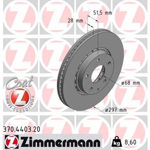 Гальмівний диск ZIMMERMANN 370.4403.20