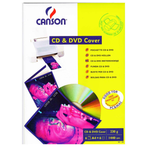 Папір Canson для CD/ DVD, конверт, 230г, A4, 6ст (872853)