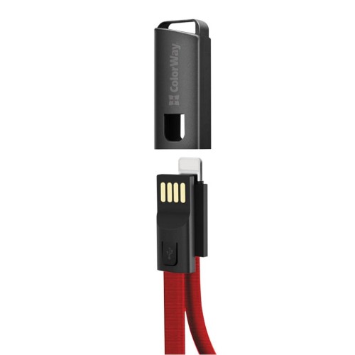 Дата кабель USB 2.0 AM to Lightning 0.22m red ColorWay (CW-CBUL021-RD)