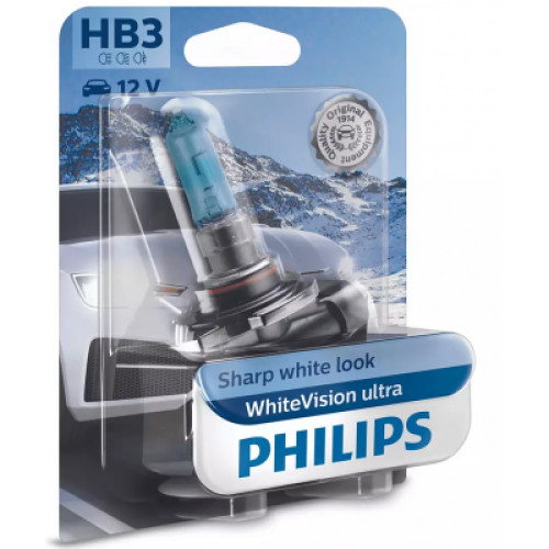 Автолампа Philips HB3 WhiteVision Ultra +60%, 3800K, 1шт/блістер (9005WVUB1)