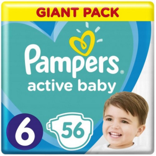 Підгузки Pampers Active Baby Giant Розмір 6 (13-18 кг) 56 шт (8001090950130)