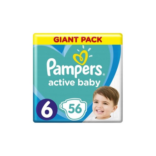 Підгузки Pampers Active Baby Giant Розмір 6 (13-18 кг) 56 шт (8001090950130)