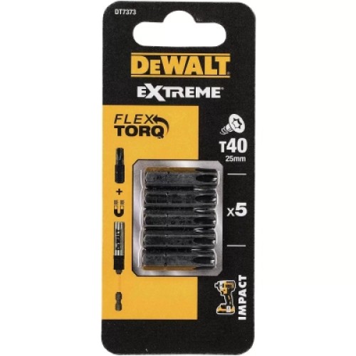 Набір біт DeWALT IMPACT TORSION, ударні, Torx, Т40, L=25 мм, 5 шт (DT7373)