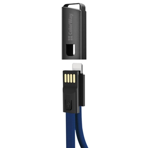 Дата кабель USB 2.0 AM to Lightning 0.22m blue ColorWay (CW-CBUL021-BL)