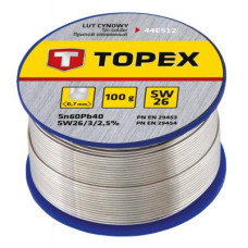 Припій для пайки Topex олов'яний 60%Sn, дрiт 0.7 мм,100 г (44E512)