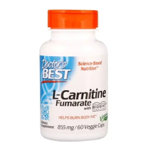 Амінокислота Doctor's Best L-Карнітин Фумарат, L-Carnitine Fumarate, 855 мг, 60 капсул (DRB-00106)