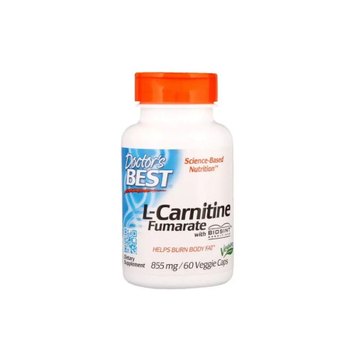 Амінокислота Doctor's Best L-Карнітин Фумарат, L-Carnitine Fumarate, 855 мг, 60 капсул (DRB-00106)