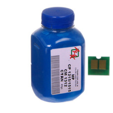 Тонер HP CLJ CP1215/CP1515/CM1312 40г Cyan+chip AHK (1500140)