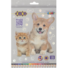 Олівці кольорові ZiBi Dogs&Cats шестигранні 18 кольорів (ZB.2428)