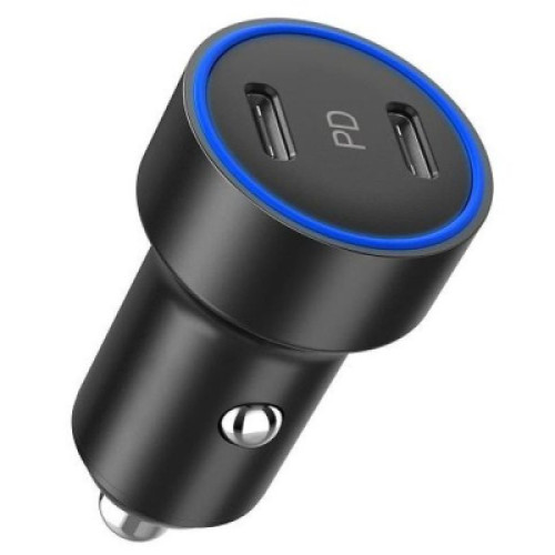 Зарядний пристрій Choetech car 2хUSB-C 40W PD black (С0054-BK)