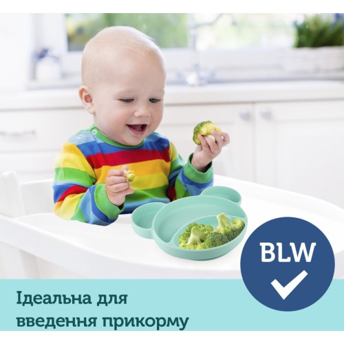 Тарілка дитяча Canpol babies Ведмедик на присосці Бірюзова (51/401_tur)