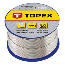 Припій для пайки Topex олов'яний 60%Sn, дрiт 1.0 мм,100 г (44E522)