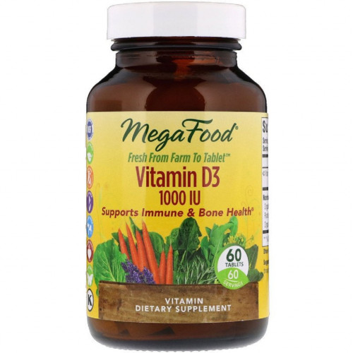 Вітамін MegaFood Вітамін D3 1000 IU, Vitamin D3, 60 таблеток (MGF10114)