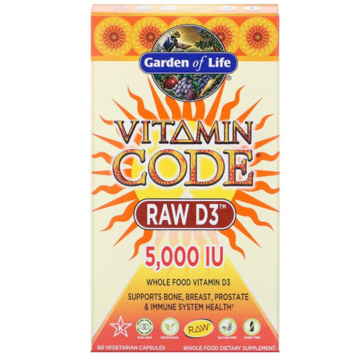 Вітамін Garden of Life Сирий Вітамін D3, RAW D3, Vitamin Code, 5000 ME (125 мкг), 6 (GOL-11586)