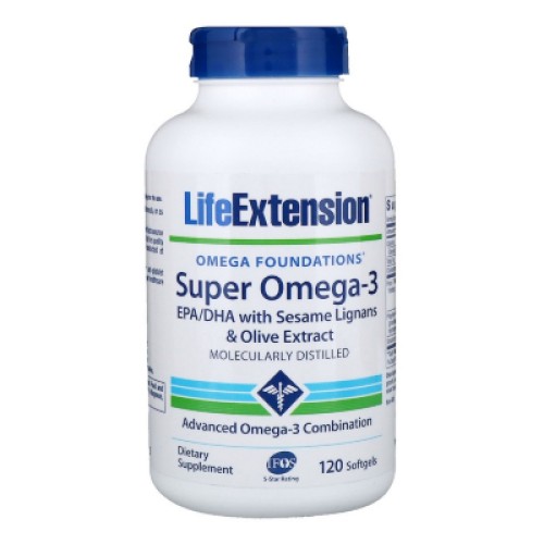 Жирні кислоти Life Extension Супер Омега-3, Omega Foundations, Super Omega-3, 120 желатин (LEX-19821)