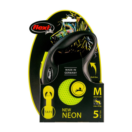Повідок для собак Flexi New Neon M стрічка 5 м (жовтий) (4000498031704)