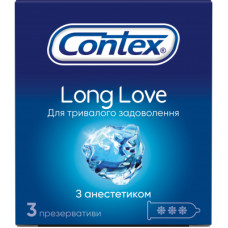 Презервативи Contex Long Love з анестетиком латексні з силіконовою змазкою 3 шт. (5060040300107)