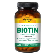 Вітамін Country Life Концентрований Біотин (В7), 5 мг, High Potency Biotin, 120 ж (CLF-06506)