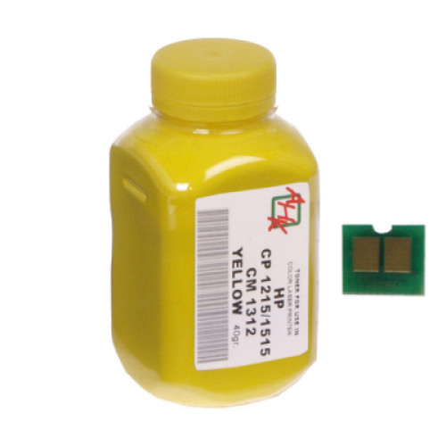 Тонер HP CLJ CP1215/CP1515/CM1312 40г Yellow+chip AHK (1500160)