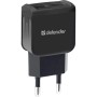 Зарядний пристрій Defender EPA-13 black, 2xUSB, 5V/2.1A, package (83840)