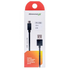 Дата кабель USB 2.0 AM to Micro 5P 2.5m black Grand-X (PM025B)