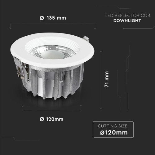 Світильник V-TAC LED 10W, SKU-1272, 230V, 6.4K, 1200Lm (3800157611947)