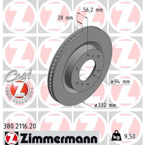 Гальмівний диск ZIMMERMANN 380.2116.20