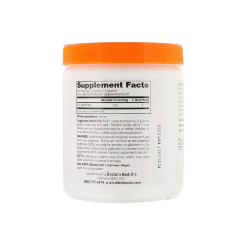 Амінокислота Doctor's Best Глютамин в порошку, L-Glutamine Powder, 300 гр. (DRB-00491)