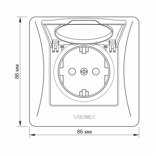 Розетка Videx BINERA 1ая із заземленням і кришкою (VF-BNSK)