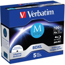 Диск BD Verbatim DL 100GB 4x Lifetime archival M-Disc 5шт Jewel (43834)