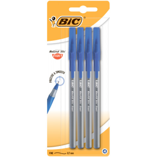 Ручка кулькова Bic Round Stic Exact, синя, 4шт в блістері (bc932857)