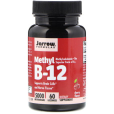 Вітамін Jarrow Formulas Метил B-12 зі смаком вишні, 5000 мкг, Methyl B-12, 60 льодян (JRW18004)