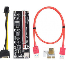 Райзер Dynamode PCI-E x1 to 16x 60cm USB 3.0 Red Cable SATA to 6Pin Power v. (RX-riser 009S Plus)