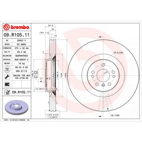 Гальмівний диск Brembo 09.R105.11