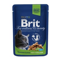 Вологий корм для кішок Brit Premium Cat Pouches Chicken Slices for Sterilised 100 г (8595602506033)