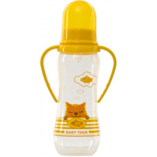 Пляшечка для годування Baby Team із силіконовою соскою і ручками 0+ 250 мл Жовта (1411)