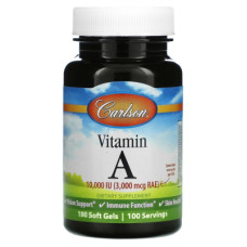 Вітамін Carlson Вітамін А, 10000 МО, Vitamin A, 100 желатинових капсул (CL1111)