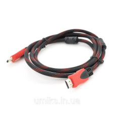 Кабель мультимедійний HDMI to HDMI 10.0m v1.4, OD-7.4mm Black/RED Merlion (YT-HDMI(M)/(M)NY/RD-10m)