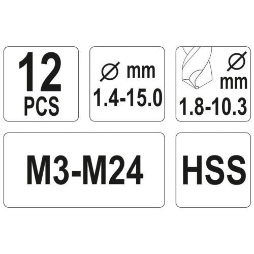 Екстрактор Yato YT-0591 набір 12шт (YT-0591)