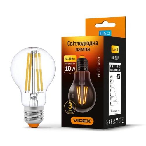 Лампочка TITANUM Filament A60F 10W E27 4100K 220V (VL-A60F-10274)