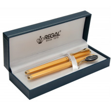 Ручка пір'яна Regal набір перо + ролер в подарунковому футлярі Золото (R12208.L.RF)