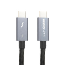 Дата кабель USB-C to USB-C 1.0m Thunderbolt 3 40Gbps, 100W, 20V/ 5A, 4K/ PowerPlant (CA913336)