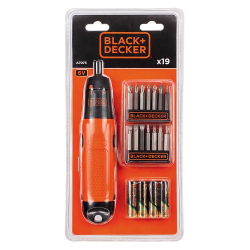 Викрутка Black&Decker з бітами PH1, PZ2, SL8, Tx20, SQ1, PZ2, SQ3, L = 50 мм, 19 шт, блістер (A7073)