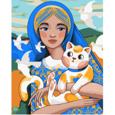 Картина по номерам Santi Українка з котиком 40*50 см (954504)